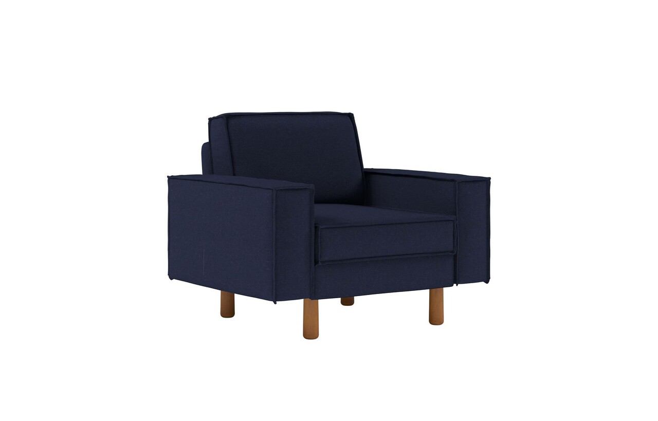 Fotoliu, Atelier del Sofa, 918CMF1196, Otel, Albastru noapte / Nuc - imagine 6